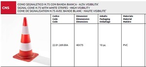 Calidad Premium Made In Italy Profesional de alta visibilidad CNS Red Traffic Cone White Stripes para exportación - Product Image 2