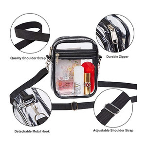 Bolso bandolera transparente ajustable para mujer, bolso impermeable transparente aprobado por el estadio con correa cruzada transparente para el hombro - Product Image 4