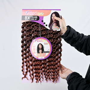 Treccine all'ingrosso da 18 pollici 8x con riccioli italiani 240g, acconciature boho con ricci Milano, 100% fibra Kanekalon per intrecciare a uncinetto, biondo ombré # - Product Image 4