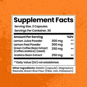 Cápsulas para Aumentar el Metabolismo, Quemar Grasa y Controlar el Peso, Extracto de Café Verde y Limón, Cápsulas Quemagrasas con Impulso Energético - Product Image 2