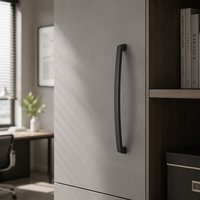 Poignée de meuble moderne incurvée en alliage d'aluminium noir mat, pour tiroir et armoire de cuisine, fabrication OEM, antirouille, durable