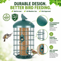 Mangeoires à oiseaux JH-Mech de 13 pouces avec 4 ports, remplissage hygiénique facile par le haut, pour cage à oiseaux suspendue en extérieur dans le jardin