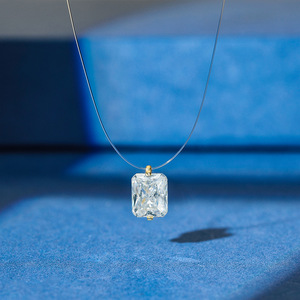Bijoux délicats pour femmes <span class=keywords><strong>Collier</strong></span> flottant invisible en <span class=keywords><strong>nylon</strong></span> transparent avec zircon et diamant - Product Image 2