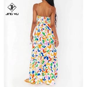 OEM Fashion Beachwear Print <b>Spaghetti</b> <b>Strap</b> Maxi <b>Dress</b> Casual Beach Hawaiian <b>Dresses</b> - Product Image 5
