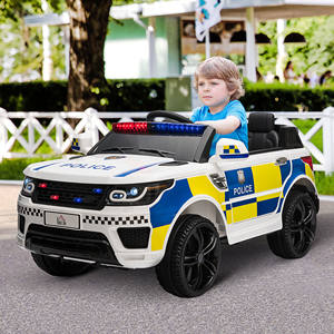 HOMCOM Voiture de Police Électrique pour Enfants, Batterie 12V et Télécommande, Lumières de Sirène, Connexion USB pour Musique, 110x68x52cm, Blanc - Product Image 2