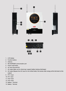 SKE 10KW 하이브리드 인버터 이중 출력 230VAC 순수 사인파 2 MPPT 태양열 충전 컨트롤러 AC-AC <span class=keywords><strong>48V</strong></span> 배터리 전압 - Product Image 5