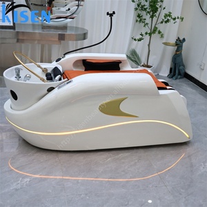 KISEN Hair Washing Salon Electric Adjustable Shampoo Chair Hair Head Spa Ceramic Bowl Shampoo Full Body Message <b>Bed</b> - Product Image 1