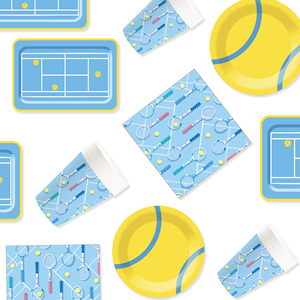 DAMAI - Juego de Platos de Papel para Decoración de Fiestas de Tenis, Cumpleaños, Incluye Platos, Vasos y Servilletas para Fiestas Deportivas de Niños - Product Image 2