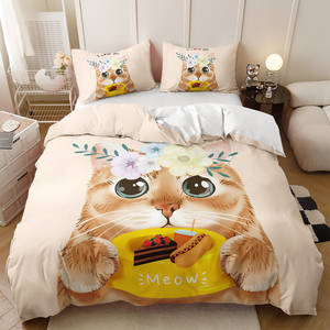 Wholesale Modern Eco-Friendly 500TC Home <strong>Bedding</strong> in Various <strong>Sizes</strong> Cute Black Cat 3D Printed Duvet Cover <strong>Sets</strong> - Product Image 5