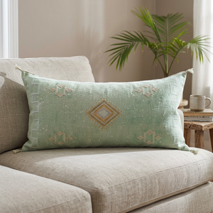 Almohadas de seda de cactus extra grandes hechas a mano de color verde - Product Image 2