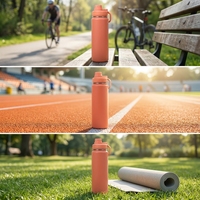 Orange 18 oz Edelstahl-Trinkflasche mit Weiter Öffnung, Ausgießer und Griffdeckel, Fitness-Becher, Reisebecher, Isolierter Fahrrad-Tumbler