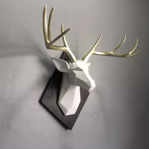 Statue murale en résine Tête de <span class=keywords><strong>cerf</strong></span> avec bois de <span class=keywords><strong>cerf</strong></span>, Sculpture artistique pour salon, Décoration intérieure - Product Image 5