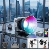 Pour HB80C 80W Mini Lumière Vidéo LED Continue RGB COB Température de Couleur 2500-8500K Batterie Intégrée 72Wh Contrôle par Application Charge Rapide PD