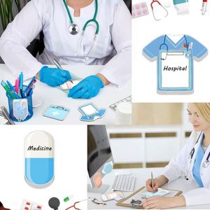 Cartoon Blue Medical Theme Sticky Notes Creative <b>Memo</b> <b>Pad</b> Personalized DIY Planner Stickers Reusable Magnetic Stationery Office - Product Image 5