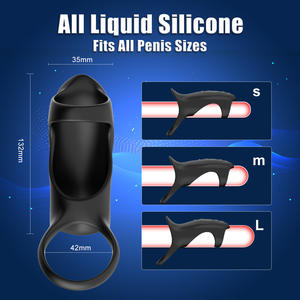 Beste multi-frequentie siliconen <span class=keywords><strong>sex</strong></span> delay vibrator ring verbeterde massage voor koppels penis lock vibratie app-gestuurde speeltjes - Product Image 3