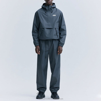 Pull-over personnalisé OEM avec demi-fermeture éclair et pantalon Ensemble de 2 pièces Survêtement coupe-vent en nylon surdimensionné vierge pour hommes