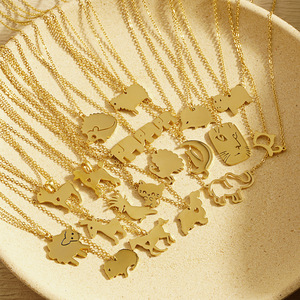 CAIOOCHE Collier personnalisé plaqué or en acier inoxydable 316L, motif animaux multiples, chaîne <span class=keywords><strong>de</strong></span> clavicule, cadeau fête des Mères - Product Image 3