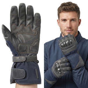 Gants de course SAAR INDUSTRIES Alpha, en cuir, avec protection complète des doigts, paume en cuir, sangle de poignet réglable, fermeture auto-agrippante, imperméables - Product Image 1