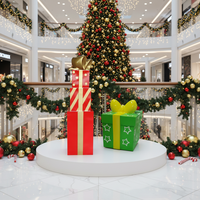Boîte cadeau de Noël en fibre de verre, étanche, personnalisée, décoration de Noël grandeur nature, statue pour vitrine, entrée principale, protection UV