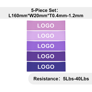 Juego de 5 bandas de resistencia de látex natural, bandas de ejercicio de resistencia ligera en color degradado morado para todas las edades, ecológicas - Product Image 4