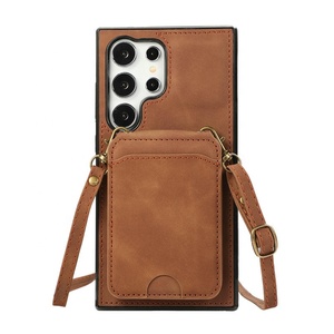 Card & Wallet trường hợp Đối với Samsung S25 cộng với S26 cộng với cạnh siêu trường hợp ví với dây đeo vai-Nâu - Product Image 3