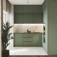 Armoires de cuisine en acier inoxydable de haute qualité thème vert antirouille avec style design français pour villas appartements hôtels centres commerciaux