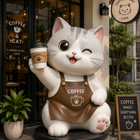 Sculpture décorative murale en fibre de verre pour enseigne de magasin de thé au lait et café, sculpture d'art en fibre de verre personnalisée pour café, fabrication sur mesure