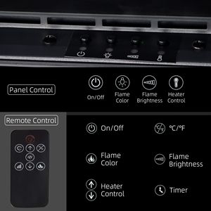 Para la venta caliente 50 \ "chimenea eléctrica montada en la pared empotrada Control remoto 1500W calentador 8H temporizador Material de Metal ajustable fácil - Product Image 4