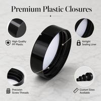 Bouchons à vis en plastique PP noir avec logo personnalisé et joint d'étanchéité hermétique, fermetures de pots de crème cosmétique de 30g et 50g à filetage de précision