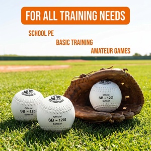 Envío Rápido, Pelota de Softbol Cosida de Entrenamiento <span class=keywords><strong>Tamanaco</strong></span> SB-120I de 12 Pulgadas, de Cuero PVC Premium, Grado PK, Corcho, Blanca, en Stock - Product Image 3
