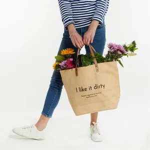 Eco Friendly Custom Logo Hemp Jute Durlap Reusable Grocery Tote Bags Carry Shopping Bag For Supermarket