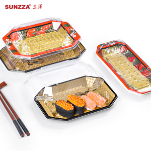 แพ็คเกจ Sunzza ทองความผิดปกติความหนาวัสดุ PET ป้องกันฝาปิดอาหารฝรั่งภาชนะซูชิป้องกันการลื่นไถลกล่องซูชิพลาสติกทิ้ง - Product Image 5