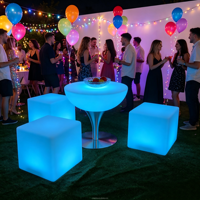 Sedie in Plastica con Luci LED, Sedia da Pranzo, Sgabello da Bar, Tecnologia LED Moderna, Arredamento Commerciale Europeo per Bar, Set da Pranzo per Esterni