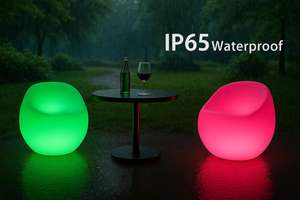 Tabouret <span class=keywords><strong>de</strong></span> bar LED haut <span class=keywords><strong>de</strong></span> gamme <span class=keywords><strong>de</strong></span> style européen moderne avec lumières RGB, résistant à l'eau et écologique, pour bar à domicile, hôtel, cuisine et utilisation en extérieur - Product Image 4