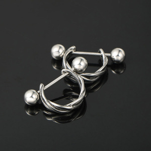 Cross Border <b>Titanium</b> Steel <b>Stud</b> Earrings Geometric Twist Design For Men Women CF112 - Product Image 3