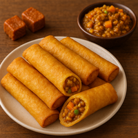 Sanquan Rouleau de printemps au curry de bœuf sucré, surgelé, à base de farine de blé, en sachet, prêt à frire ou à micro-ondes, savoureux et croustillant pour les restaurants