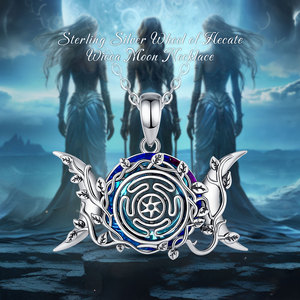 Merryshine 925 argento Sterling blu cristallo oagan dea wiccan ruota di <span class=keywords><strong>luna</strong></span> a mezzaluna della <span class=keywords><strong>collana</strong></span> simbolo di hecate - Product Image 6