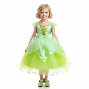 Vestido <span class=keywords><strong>de</strong></span> Princesa para Niñas al por Mayor, MOQ Bajo, Personalizado OEM, Verde Brillante, Falda <span class=keywords><strong>de</strong></span> Tul, Lazo Grande - Product Image 3