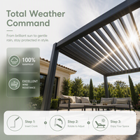 Pergola motorisée à lames orientables en aluminium imperméable pour patio extérieur, ombrage pour piscine, complexe hôtelier, jardin, terrasse