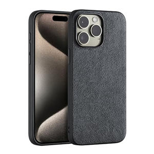 Funda magnética de cuero Alcantara de lujo italiano para teléfono móvil iPhone 15 Pro Max impermeable diseño Simple logotipo personalizado en caja - Product Image 5