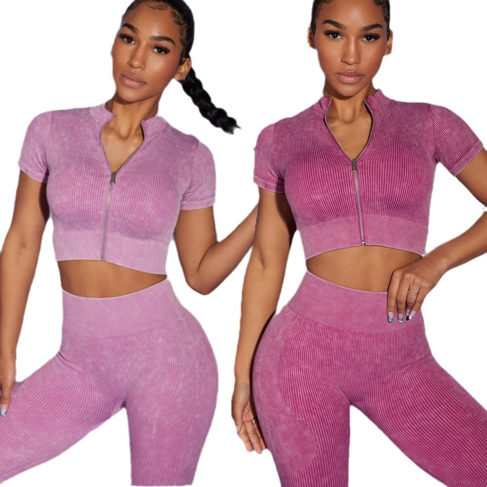 Lightweight Breathable Waterproof Yoga Set Workout Running 2 Piece Fitness Wear High Quality Nylon Spandex Sand Wash Seamless