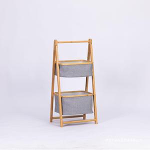 Panier à linge pliable à trois niveaux en bambou, étagère de rangement en bois à 3 étages avec bacs pour salle de bain, chambre, salon, style nordique - Product Image 5