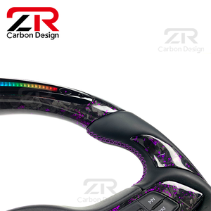 Volante Sportivo in Vera Pelle con LED RPM Personalizzato in Fibra di Carbonio Forgiata per Interni Auto <span class=keywords><strong>Alfa</strong></span> <span class=keywords><strong>Romeo</strong></span> - Product Image 4