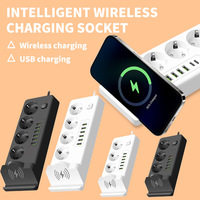 LangYeao EU Draadloze Oplaad Smart Socket, 3000W 10A USB Snellader met AC-aansluiting voor Bureau, Huis en Kantoor