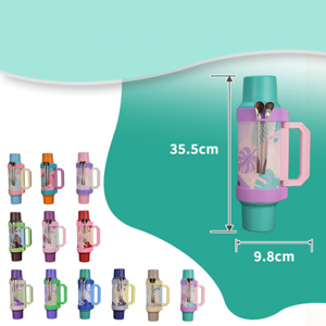 Juego de Termo de Acero Inoxidable Estilo Tropical de 1L con 2 Tazas y Bombilla, Termo Portátil para Auto y Camping - Product Image 4
