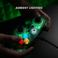 Manette de jeu filaire GameSir T7 Pro W Retro Green Transparent avec joystick à effet Hall, déclencheur, éclairage RGB et double vibration