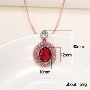 Elegante Collana con Ciondolo in Pietra Rossa per Donne, Gioiello alla Moda con Gemme Colorate, Accessorio per Uso Quotidiano e Regalo - Product Image 6
