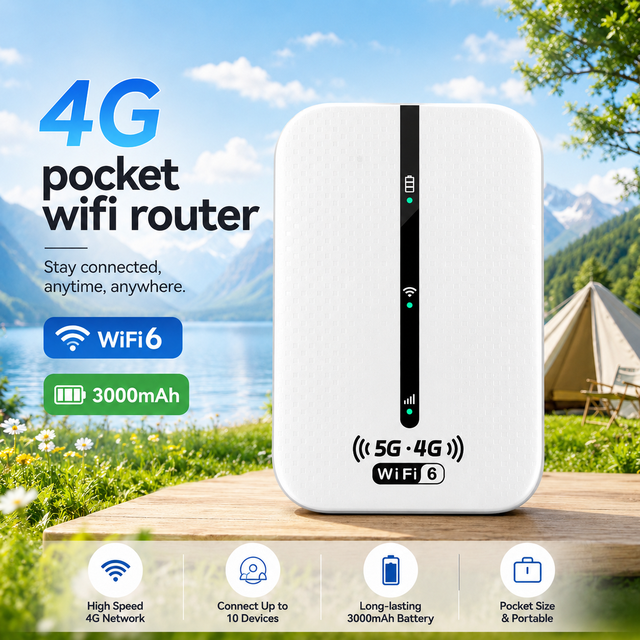4G Portable Wireless Router with 4G SIM Slot WiFi6 150Mbps Built-in Antenna 3000mAh 4G WiFi Hotspot for Outdoor Travel Use