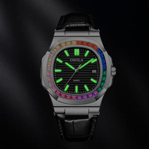 Reloj de Cuarzo de Lujo para Hombre ONOLA 3852CH, Correa de Cuero Vacuno y Aleación, Diseño Moderno, Resistente al Agua, Esfera con Manecillas de Cristal, Clásico - Product Image 5