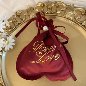 Casamento Amor Forma Doce Saco Veludo Pequeno Doce Doce Mão Presentes Embalagem Caixa Bolso